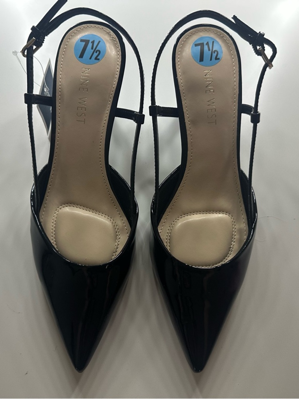 Nine West Black Patent Pointed Slingback Heels